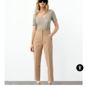Zara high waisted taupe tan pants - M like new!